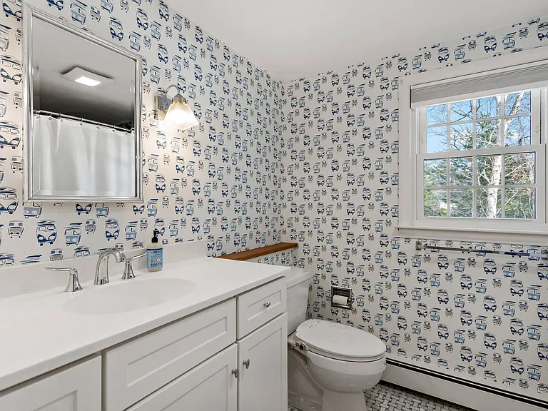 VW bus wallpaper half bath